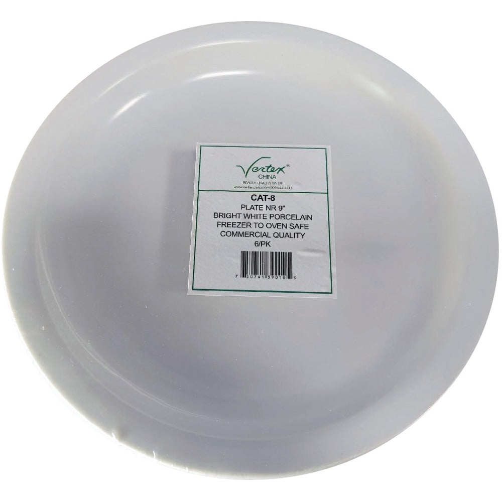 Hoffman Vertex China Catalina Collection Narrow Rim Plates, 9in, Bright White, Case Of 24 Plates