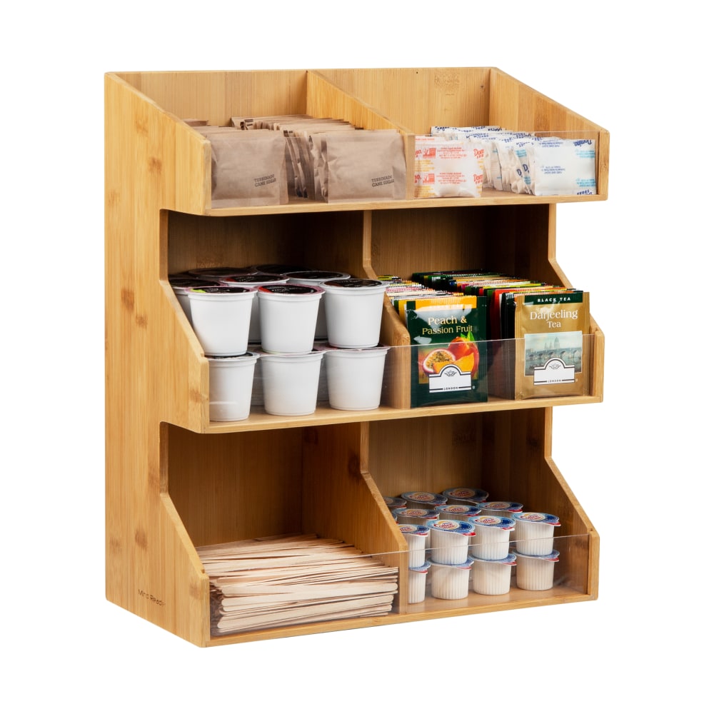 Mind Reader Coffee Pod Condiment Station Countertop Organizer, 15-1/4in H, 6-1/4in W, 13in D, Brown