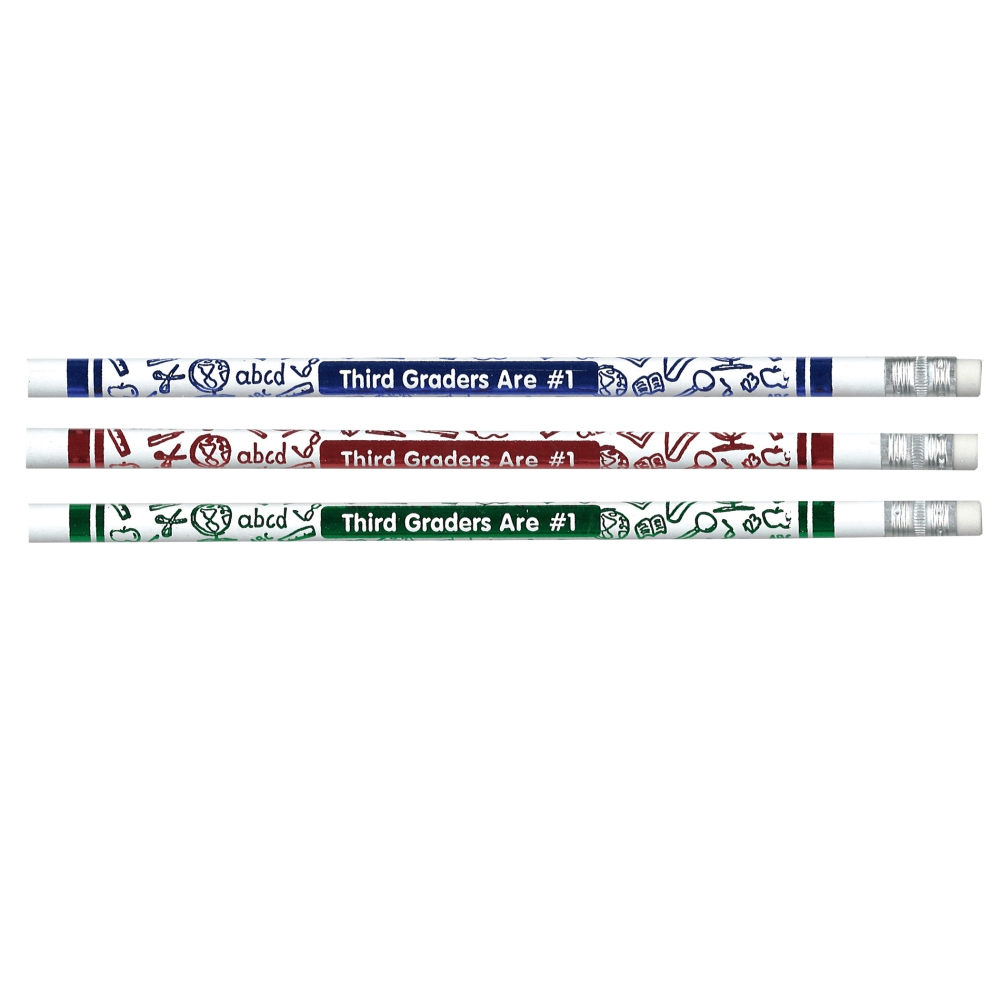 J.R. Moon Pencil Co. Pencils, HB #2/Medium, Third Graders Are #1, Multicolor, Pack Of 144 Pencils