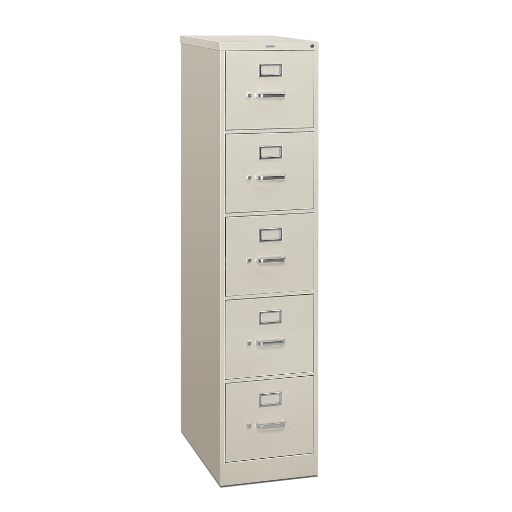 HON 310 26-1/2inD Vertical 5-Drawer Letter-Size File Cabinet, Light Gray