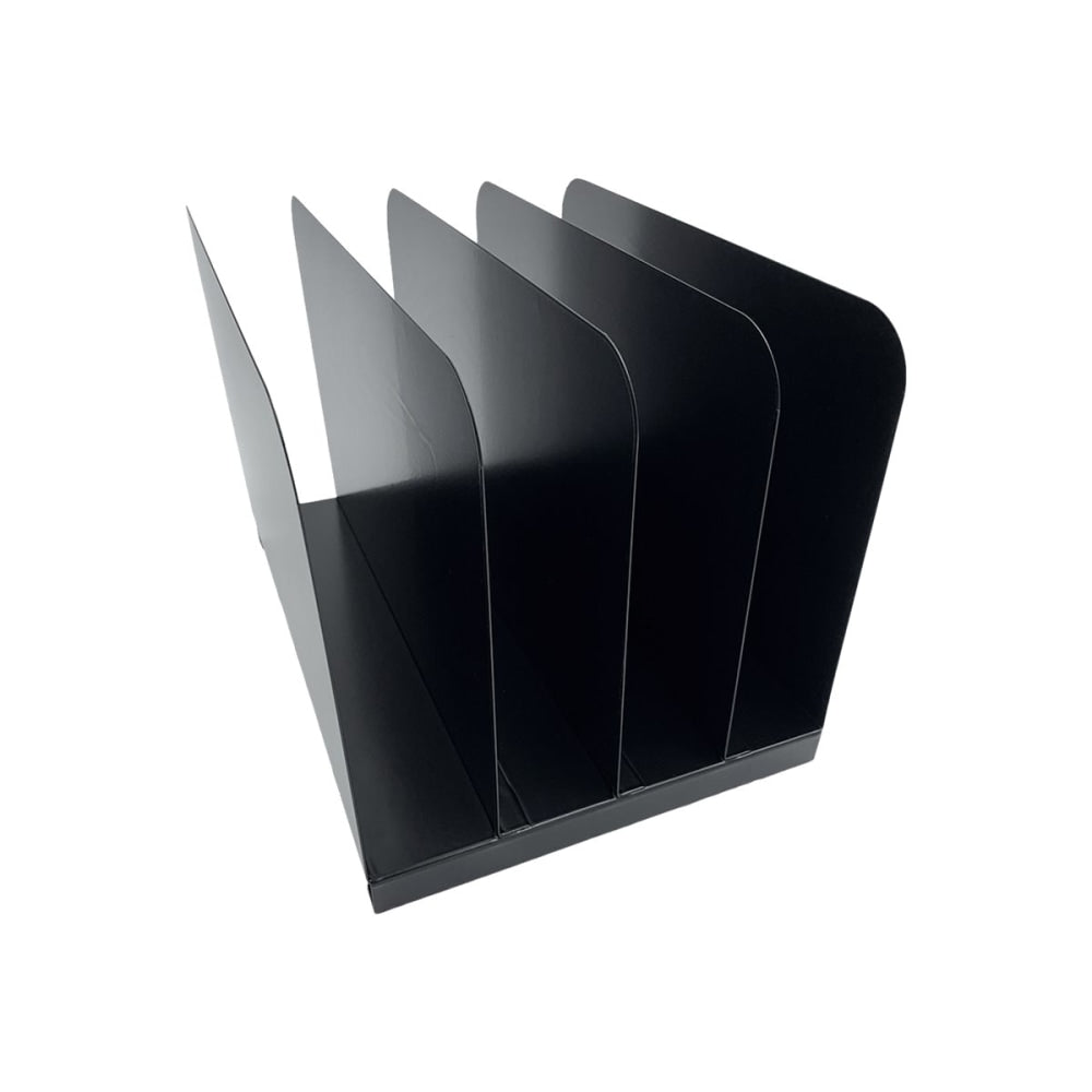 Huron Vertical Desk Organizer, 4 Compartment(s), Vertical, 7.75inH x 11inW x 11inD, Durable, Black, Steel