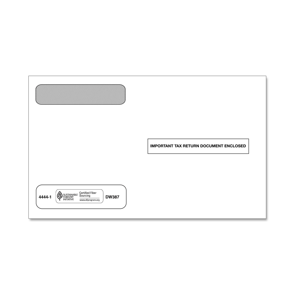 ComplyRight Double-Window Envelopes For W-2 (5206 And 5208) Tax Forms, 5-5/8in x 9in, Moisture-Seal, White, Pack Of 100 Envelopes
