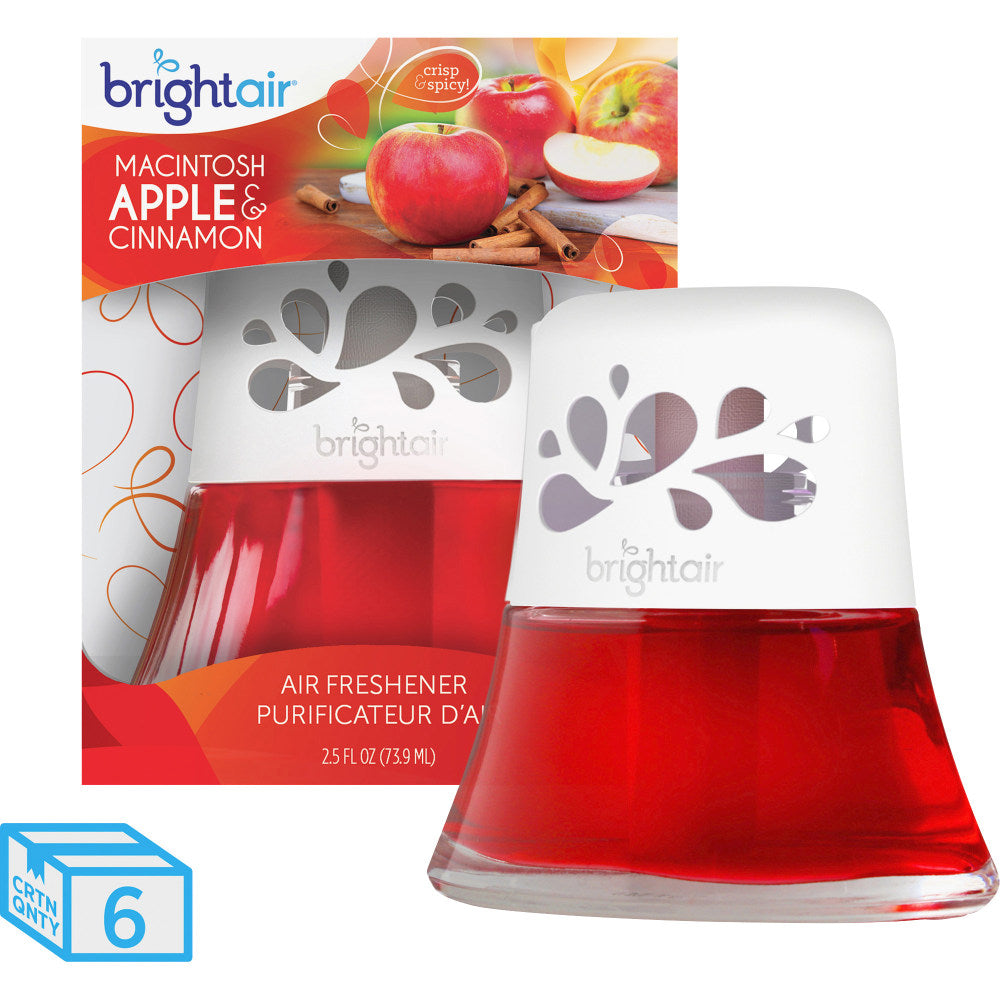 Bright Air Scented Oil Air Freshener, Macintosh Apple & Cinnamon Scent, 2.5 Oz, Pack of 6