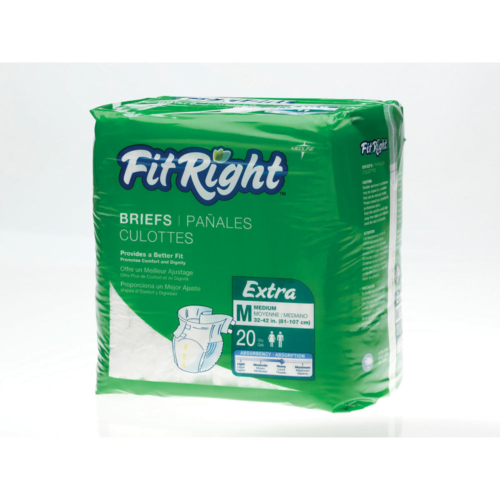 FitRight Extra Disposable Briefs, Medium, White, Bag Of 20 Briefs