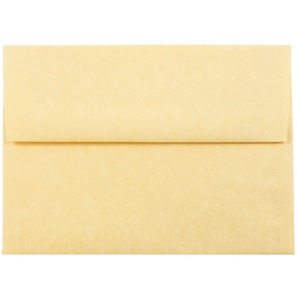 JAM Paper Parchment Booklet Invitation Envelopes, A6, Gummed Seal, 30% Recycled, Antique Gold, Pack Of 25