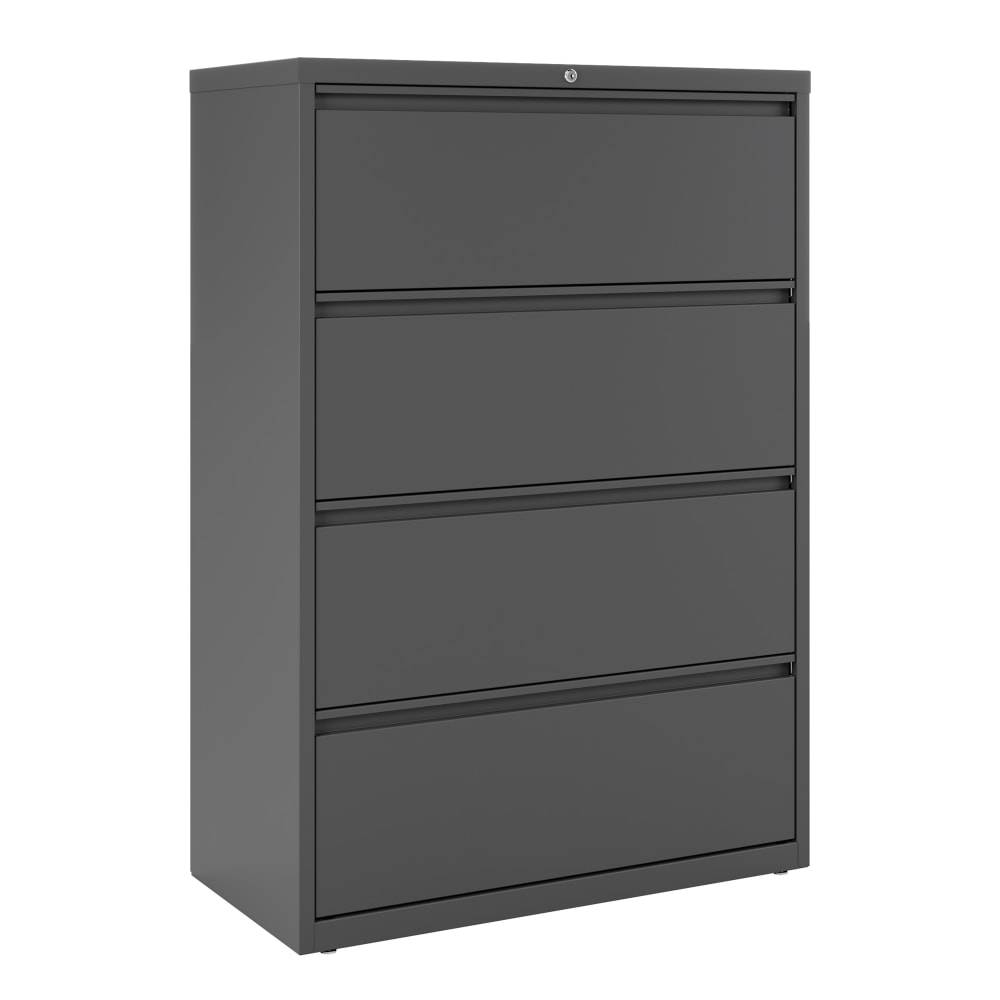 WorkPro 36inW x 18-5/8inD Lateral 4-Drawer File Cabinet, Charcoal