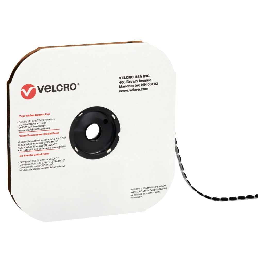 VELCRO Tape Hook, 1/2in Dots, Black, Case Of 1,440