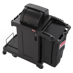 Suncast Commercial Resin Cleaning Cart, High Security, 46-5/8inH x 2-1/2inW x 43-7/16inD, Black