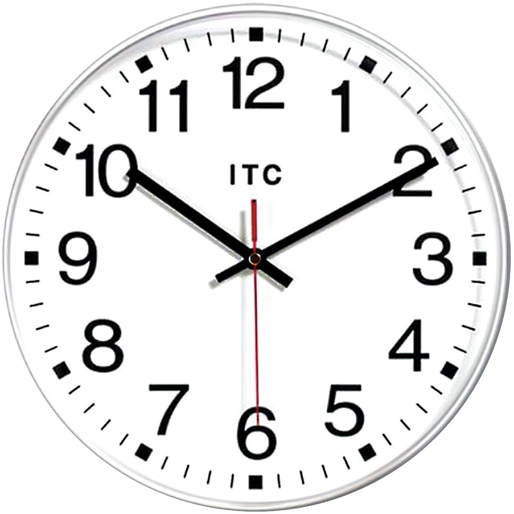 Infinity Instruments Round Wall Clock, 12in Black/White