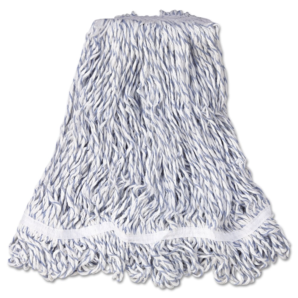 Rubbermaid Commercial Web Foot Finish Mop, White, Med, Cotton/Synthetic, 1in. White Headband, 6/Carton