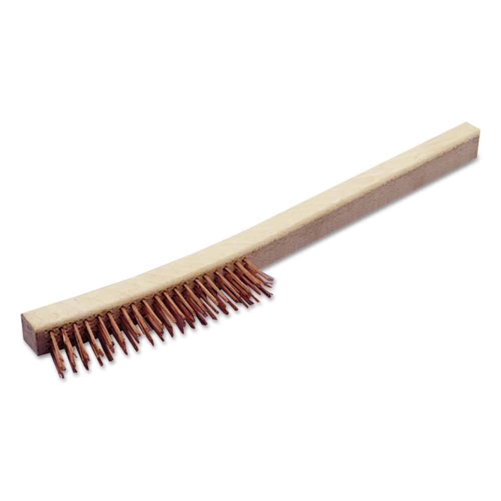 AbilityOne SKILCRAFT Wire Brush, Copper Beryllium Alloy Bristles, 6in Brush, 13.5in Wood Handle