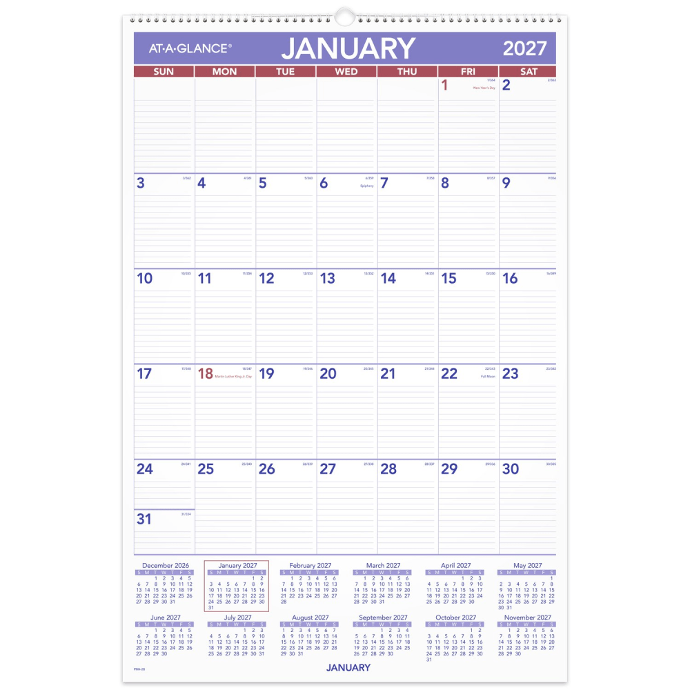 AT-A-GLANCE 2027 Monthly Wall Calendar, Large, 20in x 30in