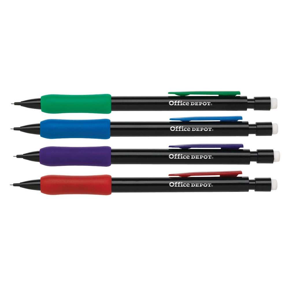 Office Depot Brand Mechanical Pencils With Comfort Grip, 0.7mm, Black Barrel,Pack Of 12