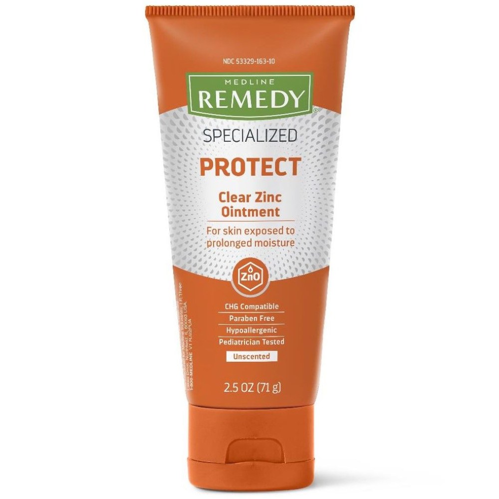 Medline Remedy Specialized Clear Zinc Ointment Tubes, Unscented, 2.5 Oz Tubes, Case Of 24 Tubes