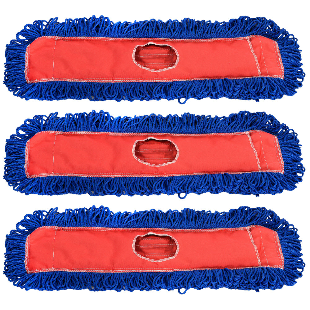 Alpine Microfiber Dust/Dry Mop Replacement Heads, 24in, Blue, Pack Of 3 Heads