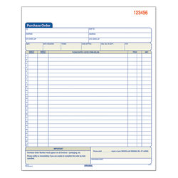 Adams Carbonless Purchase Order Book, 8 3/8in x 10 11/16in, 3-Part, 50 Set Pad