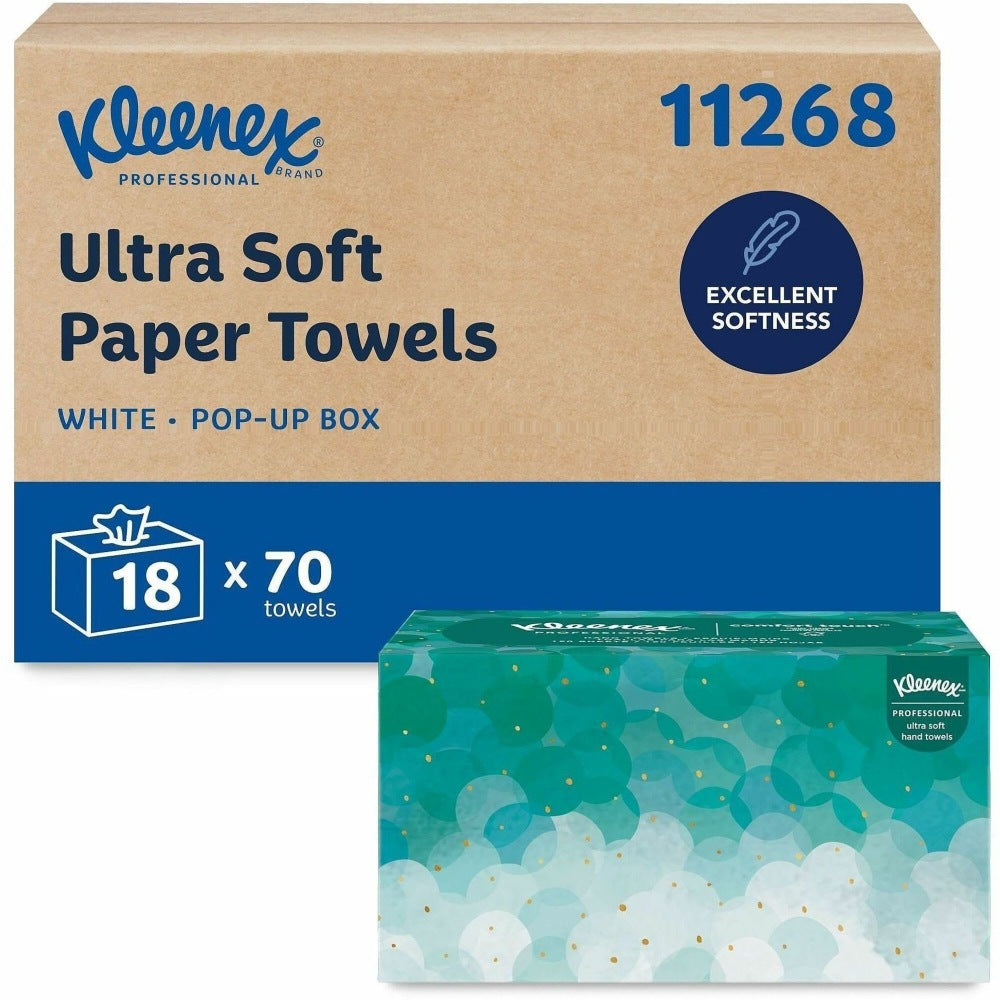 Kleenex Ultra-Soft 1-Ply Paper Towels In Pop-Up Box, 70 Paper Sheets Per Pack, Case Of 18 Packs