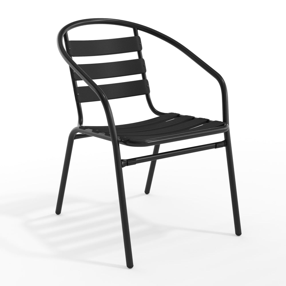 Flash Furniture Lila Metal Restaurant Stack Chair with Aluminum Slats, Black