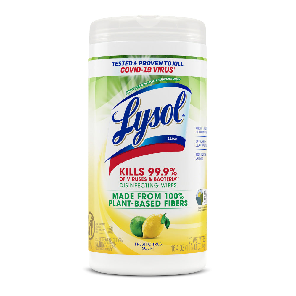 LYSOL Disinfecting Wipes with Citric Acid - Fresh Citrus 70 ct.