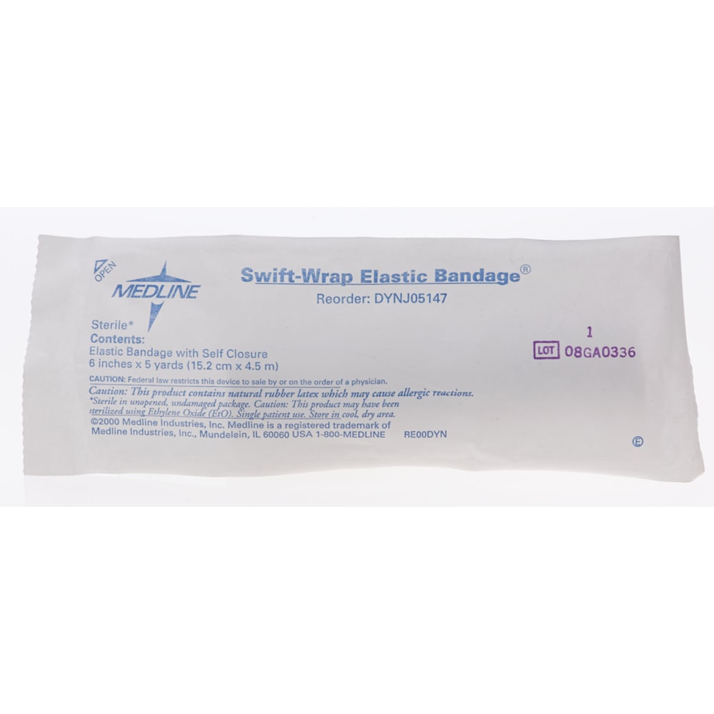 Medline Swift-Wrap Sterile Elastic Bandages, 6in x 5 Yd., White, Pack Of 20
