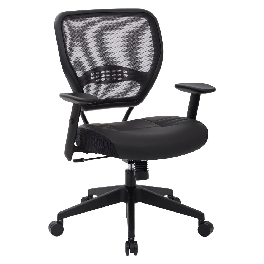 Office Star Space Seating Bonded Leather Mid-Back Chair, Black