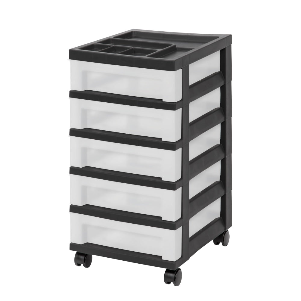 Iris Mini Chest, 5 Drawers, 27 Qt, Black
