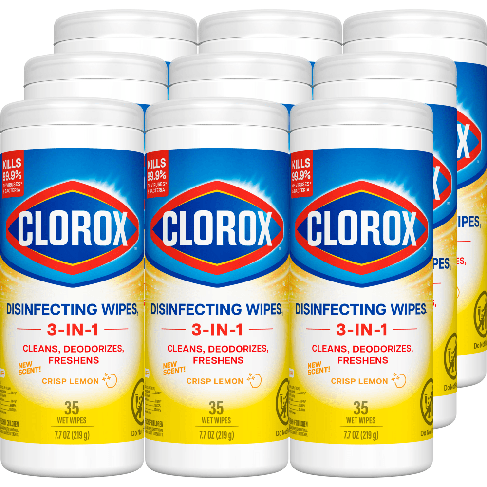 Clorox Disinfecting Wipes, Bleach Free, Crisp Lemon, 35 Wipes Per Pack, Case Of 12 Packs