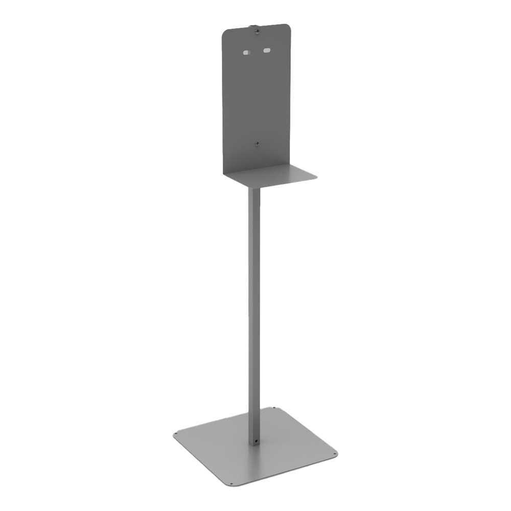 Built Sanitizer Floor Stand, 48in x 14in x 14in, Metallic Silver