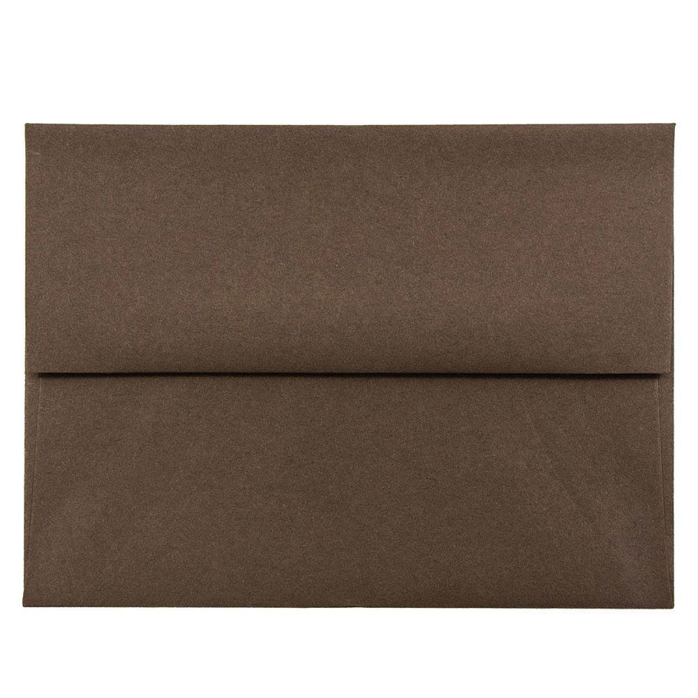 JAM Paper Booklet Invitation Envelopes, A2, Gummed Seal, 100% Recycled, Chocolate Brown, Pack Of 25