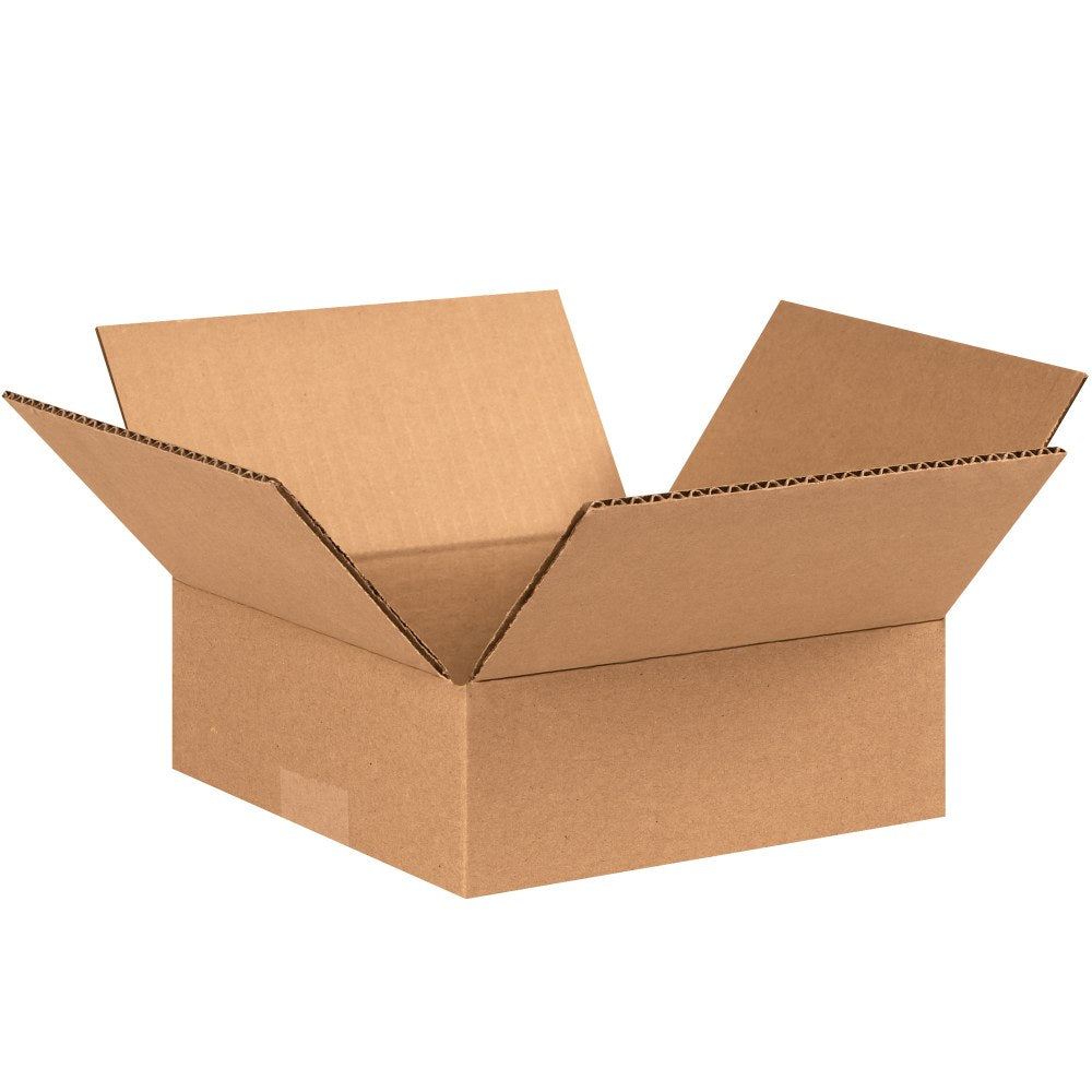 Partners Brand Flat Corrugated Boxes, 9in x 9in x 3in, Kraft, Pack Of 25 Boxes