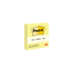 Post-it Notes, Lined, 4in x 4in, Canary Yellow, 300 Sheets, Pack Of 1 Pad
