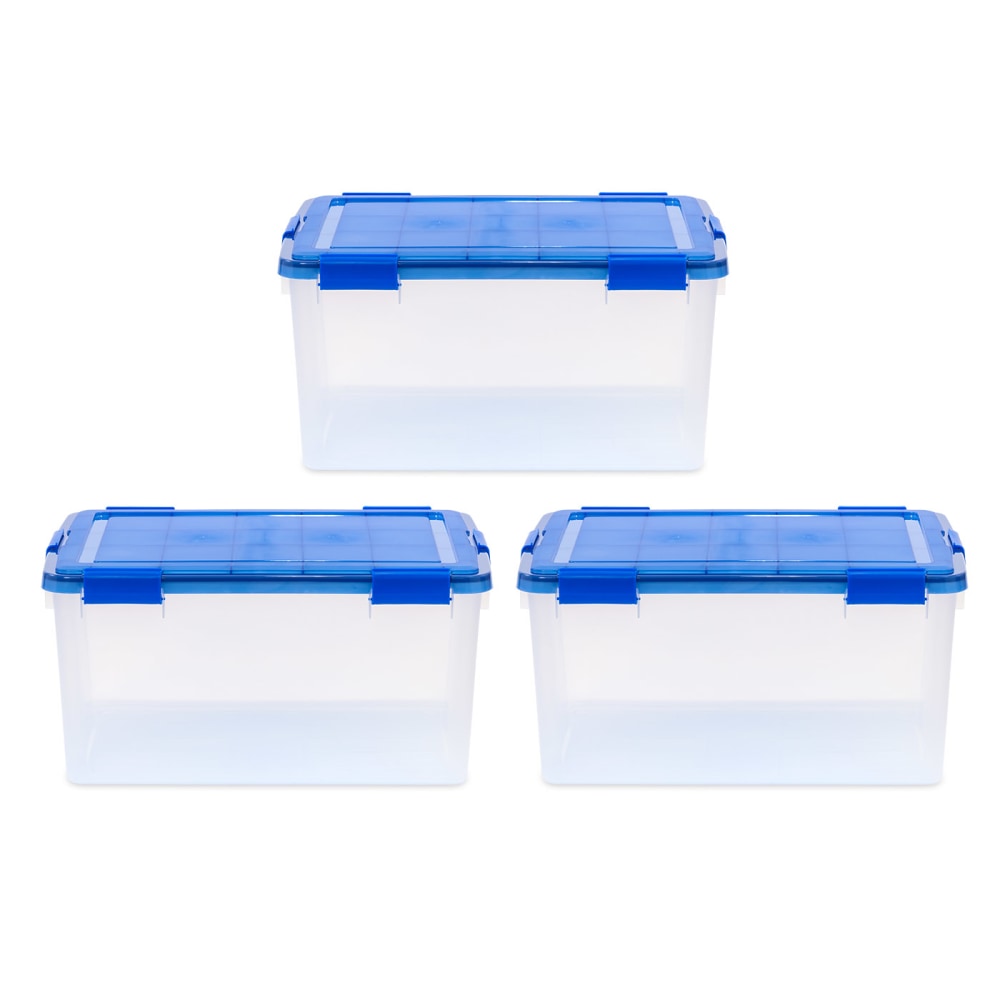 Iris Ultimate Weathertight Storage Boxes, 23-5/8inL x 20-1/16inW x 16-3/16inH, 62.8 Qt, Clear, Set Of 3 Boxes