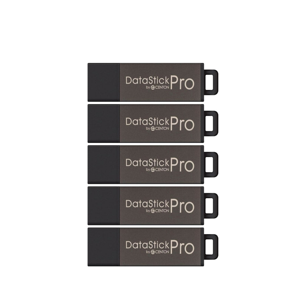 Centon DataStick Pro USB Flash Drives, USB 2.0, 16GB, Gray, Pack Of 5
