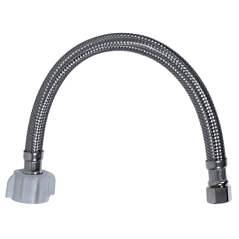 Certified Appliance Accessories Braided Stainless-Steel Toilet Supply Line, 3/8in Female Compression x 7/8in Female Ballcock, 12in, TC12
