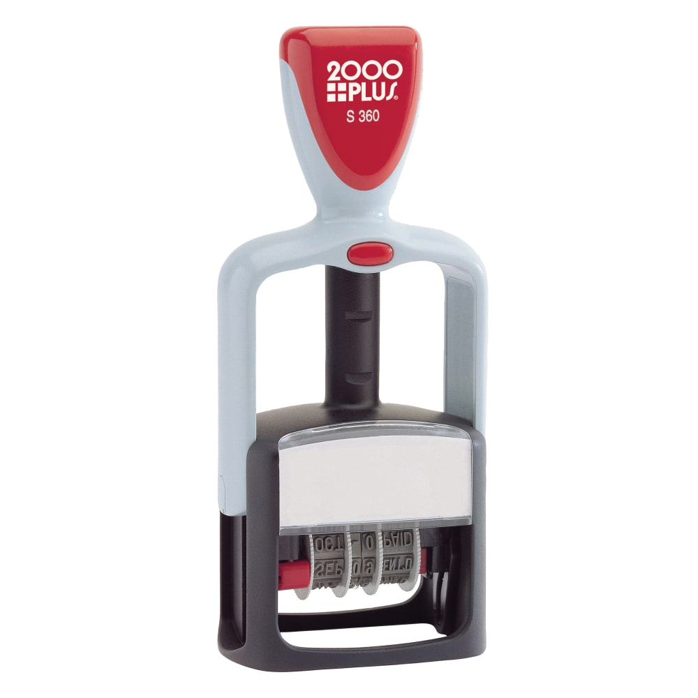 2000 PLUS Date Message Dater Stamp Paid, Faxed, Received, Entered Stamp, Self-Inking 4-in-1 Date Message Dater Stamp, Blue and Red Ink