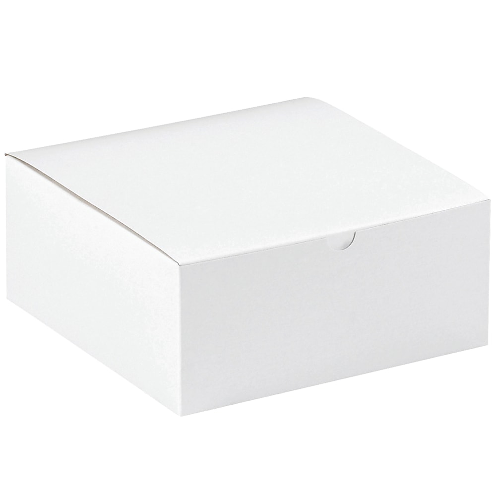 Office Depot Brand Gift Boxes, 8inL x 8inW x 3 1/2inH, 100% Recycled, White, Case Of 100