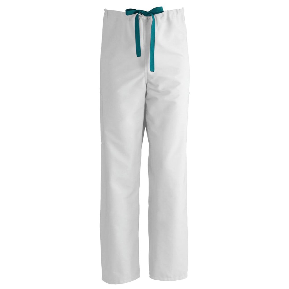 Medline ComfortEase Unisex Regular Drawstring Cargo Scrub Pants, 5X, White
