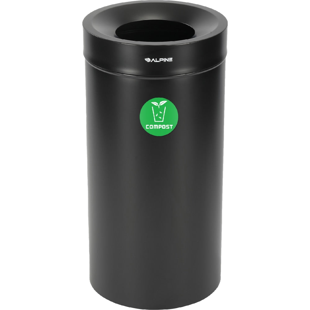 Alpine Industries Stainless Steel Compost Can, 27 Gallon, Black