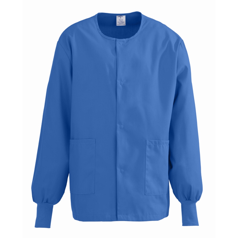 Medline ComfortEase Unisex Warm-Up Scrub Jacket, XS, Royal Blue