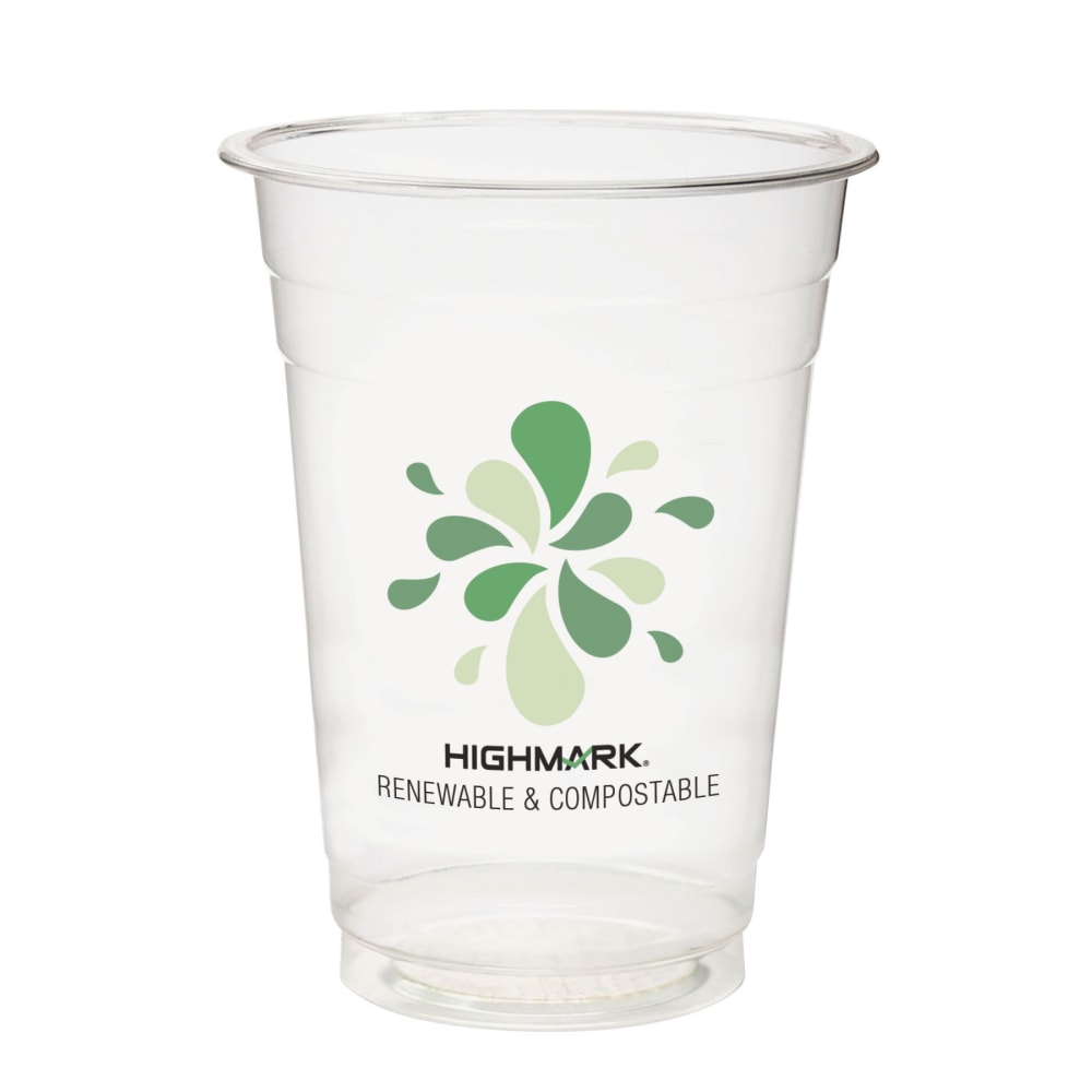 Highmark ECO Compostable Plastic Cups, 16 Oz, Clear, Pack Of 500