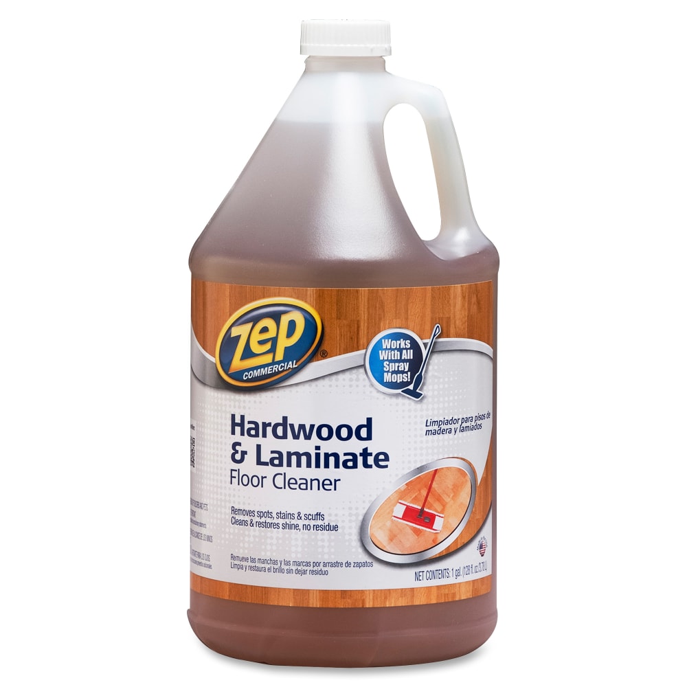 Zep Hardwood & Laminate Floor Cleaner - 128 fl oz (4 quart) - Fresh Scent - Non-sticky - Brown Bottle - 4 / Carton