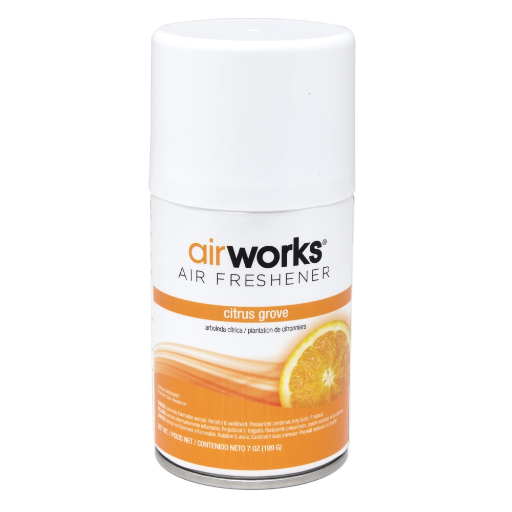 Hospeco AirWorks Metered Aerosol Air Fresheners, Citrus Grove, 7 Fl Oz, Pack Of 12 Fresheners