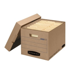 Bankers Box Mystic Storage Boxes With Lift-Off Lids, Letter/Legal Size, 10in x 12in x 15in, 85% Recycled, Kraft, Case Of 25