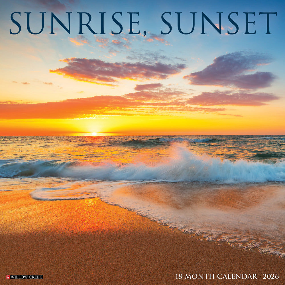 2026 Willow Creek Press Scenic Monthly Wall Calendar, 12in x 12in, Sunrise, Sunset, January To December, 52914