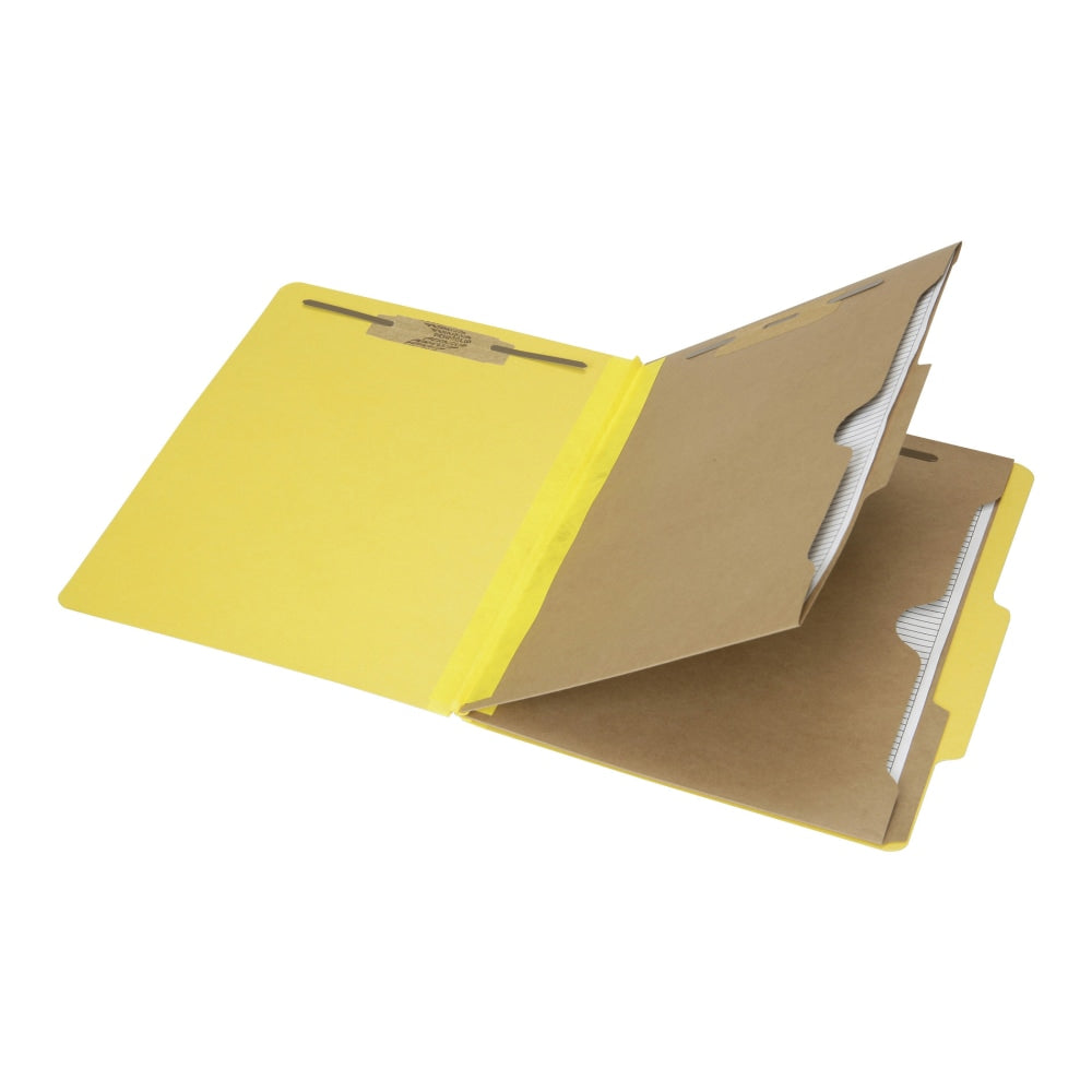 SKILCRAFT 6-Part 2in Prong Expandable Classification Folders, Letter Size, 30% Recycled, Yellow, Box Of 10 (AbilityOne 7530-01-600-6975)
