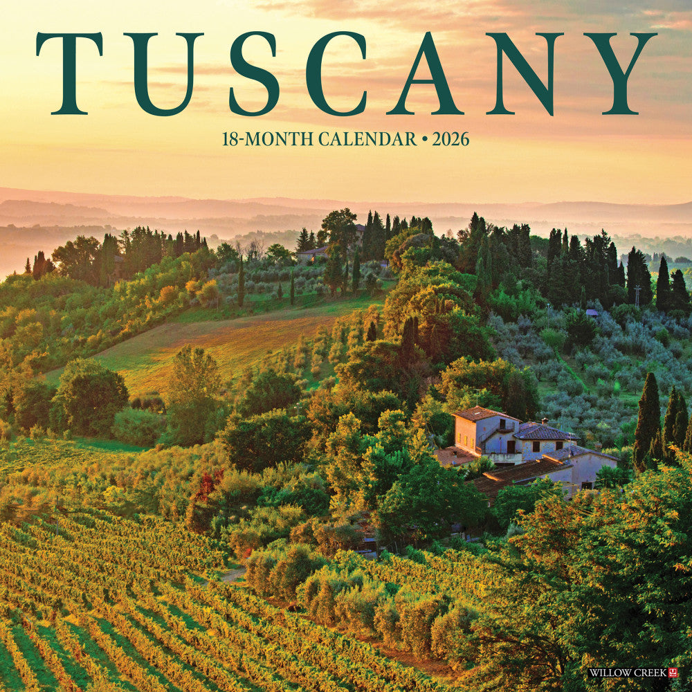2026 Willow Creek Press Scenic Monthly Wall Calendar, 12in x 12in, Tuscany, January To December, 55595