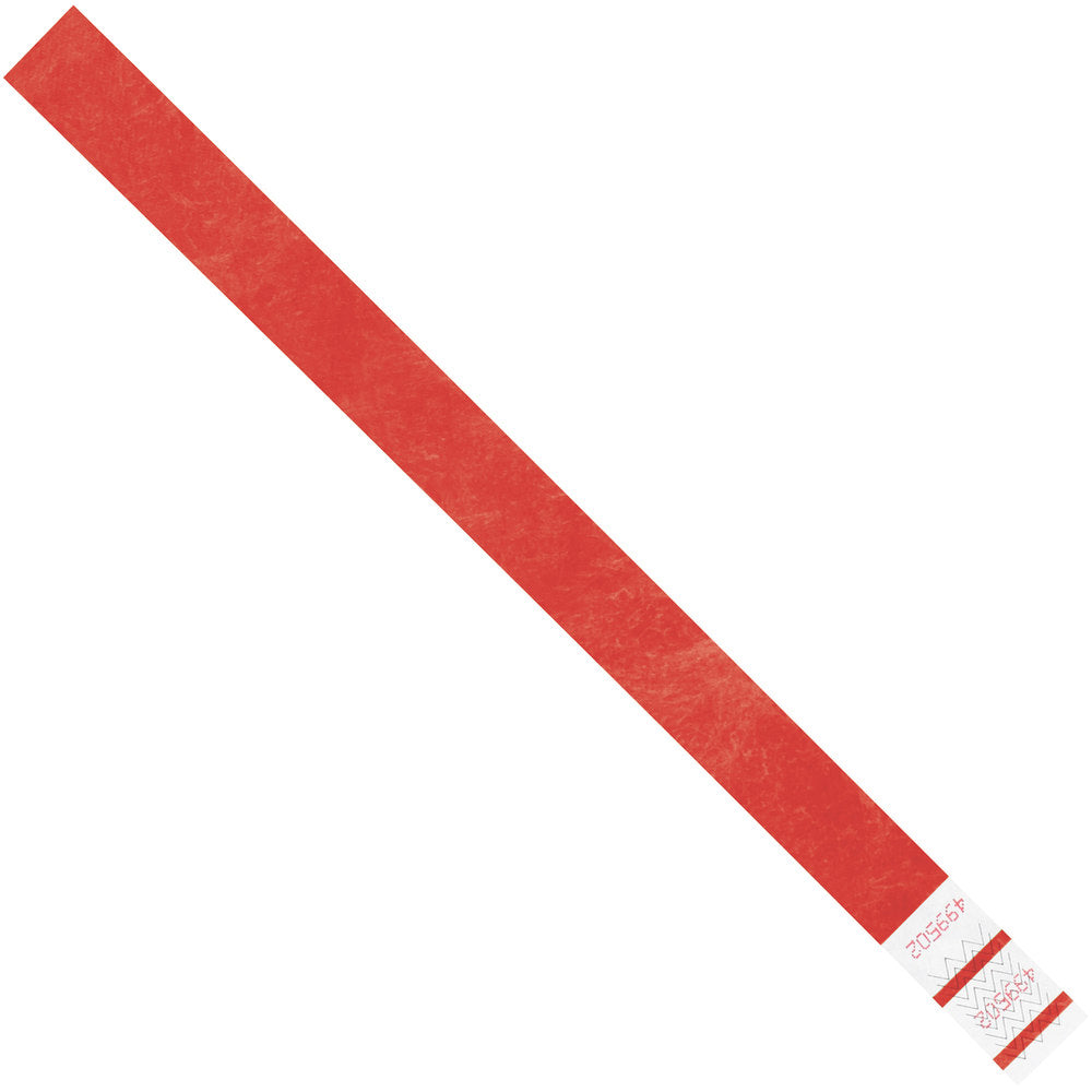 Tyvek Wristbands, 3/4in x 10in, Red, Case Of 500