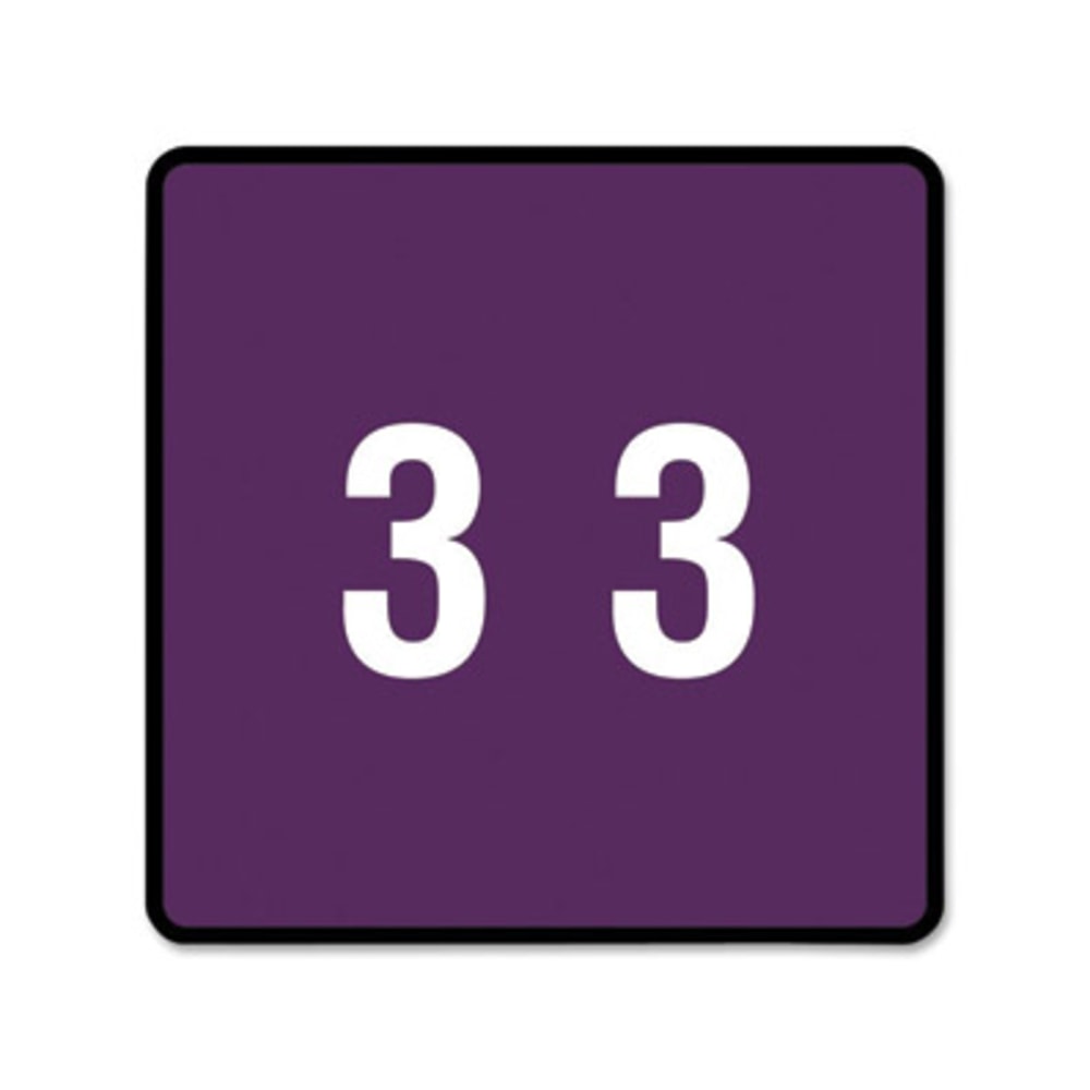 Smead DCC and DCCRN Color-Coded Numeric Labels, SMD67423, "Number", 1 1/2inW x 1 1/2inL, Purple, 250 Per Roll