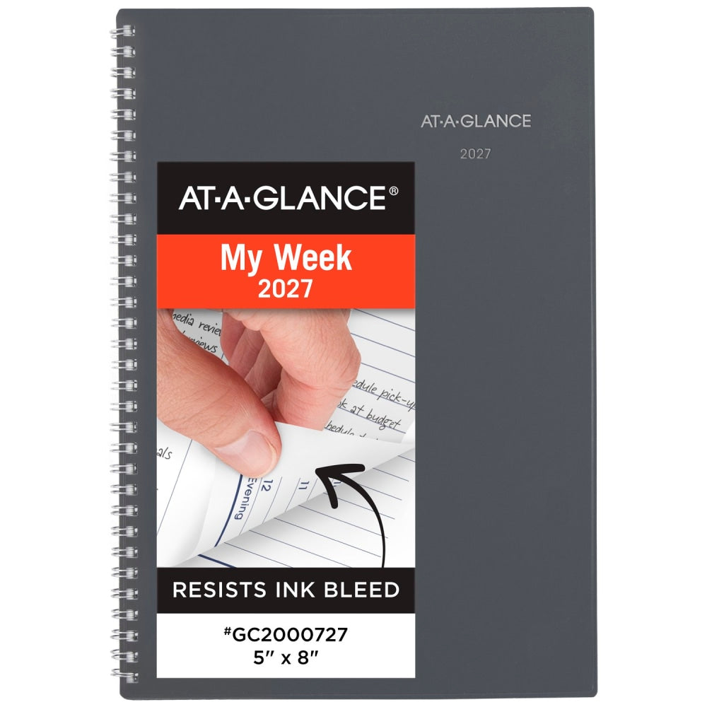 AT-A-GLANCE DayMinder 2027 Weekly Monthly Planner, Gray, Small, 5in x 8in