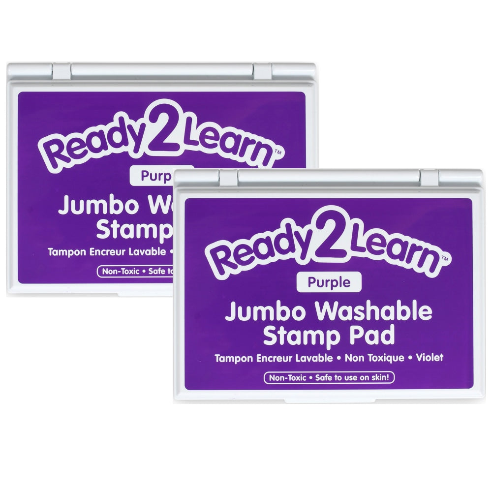 Ready 2 Learn Jumbo Washable Stamp Pads, 4-15/16in x 6-3/4in, Purple, Pack Of 2 Pads